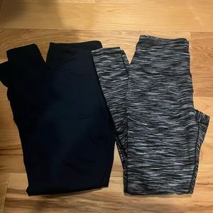 Zella Navy and Black and White Heather leggings